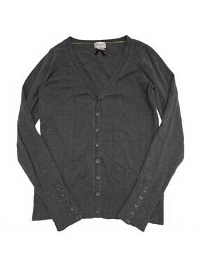 Y2K Dynamite Dark Gray V Neck Cardigan Buttoned Front And Sleeves Detail Sz S